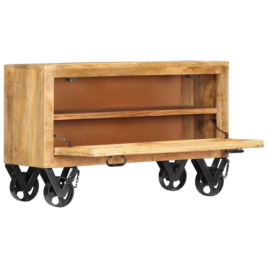 vidaXL Schuhschrank aus Mango-Massivholz in Braun, B/T/H: 86 x 35 x 55 cm - Bild 2
