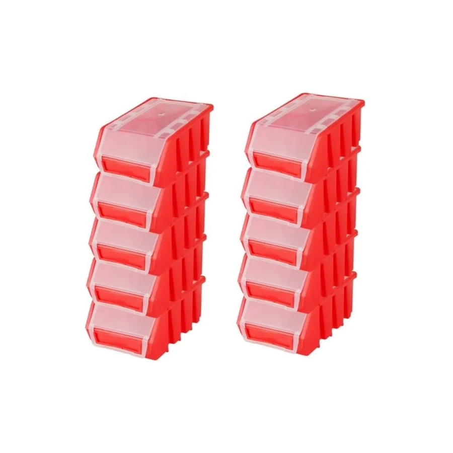 PROREGAL SuperSparSet 10x Sichtlagerbox mit Deckel aus Polypropylen, Farbe Rot, H x B x T: 7,5 x 11,6 x 16,1 cm - Bild 2