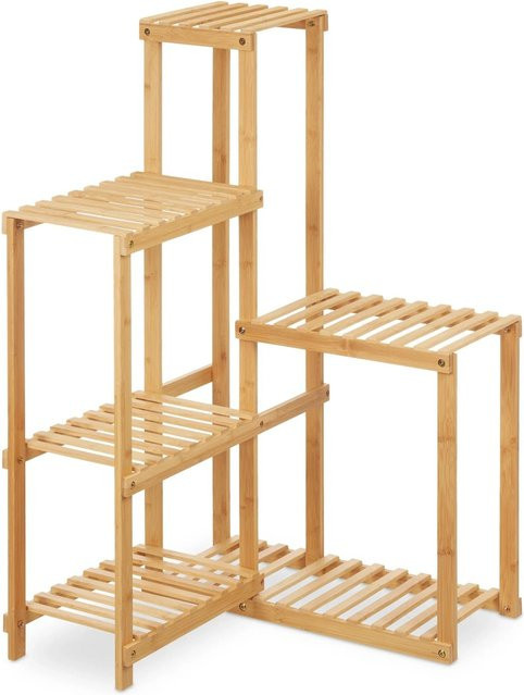 Relaxdays Pflanzenregal aus Bambus in Natur für Zimmerecken, Höhe: 101 cm, Breite: 62 cm, Tiefe: 62 cm - Bild 1