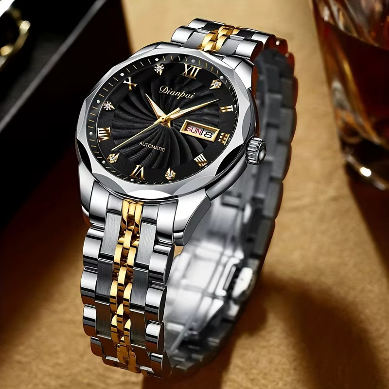 Dianpai Armbanduhr Automatik, Edelstahl, Schwarz, Herren - Bild 3