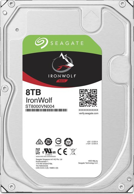 Seagate IronWolf interne HDD Festplatte 8TB SATA 6Gb/s 7200 U/min 256MB Puffer 3,5 Zoll Silber - Bild 1