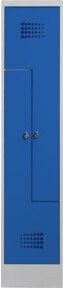 STIER Z-Garderobenspind Premium mit Sockel, 2 Abteile, Drehriegel, lichtgrau/enzianblau - Bild 1
