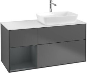 V&B Waschtischunterschrank Finion in Anthrazit mit Mittelregal, Breite: 120 cm, Tiefe: 50,1 cm, Höhe: 50,1 cm - Bild 1