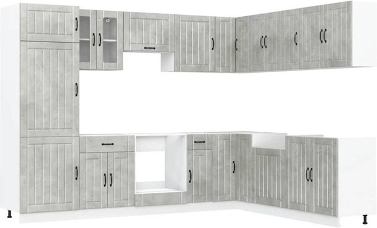 14-tlg. Küchenschrank-Set Lucca im Landhausstil von vidaxl in Betongrau - Bild 1