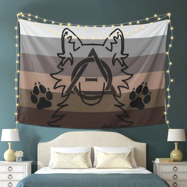 VIKAMA Wandteppich Terian mit Wolfskopfprofil in Grau und Multicolour, B/H: 40 x 60 cm - Bild 1