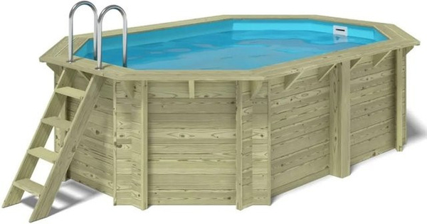 ALTANKA Holzpool Nemo in Grün mit einzubetonierendem Profil, achteckig erweitert, B/T/H: 430 x 430 x 118 cm