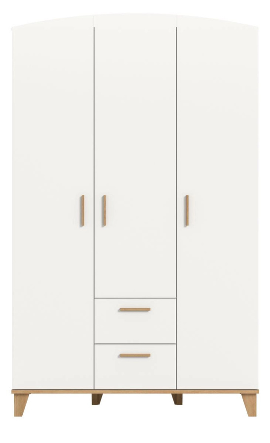Kleiderschrank Aurora 3-türig in Weiß und Eiche mit integrierten Schubladen, B/T/H: 122 x 51 x 198 cm - Bild 2