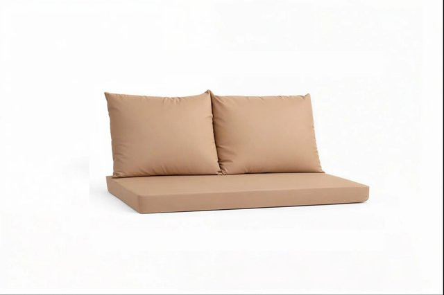 Setgarden Triple Outdoor Palettenkissen Set in Beige mit Sitzkissen und 2 Rückenkissen, B/T/H: 120 x 50 x 10 cm und 60 x 50 cm - Bild 1