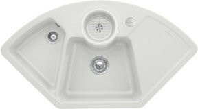 Villeroy & Boch Eckspüle Solo in Weiß mit Ablaufgarnitur, Exzenter und CeramicPlus Beschichtung - Bild 1