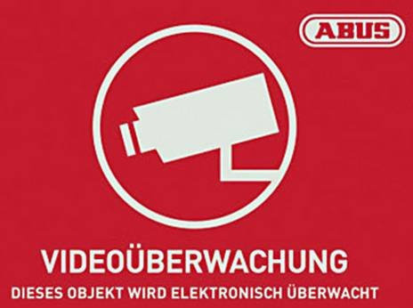 ABUS Warnaufkleber Videoüberwachung in Rot, B: 7,4 cm, H: 5,25 cm - Bild 1