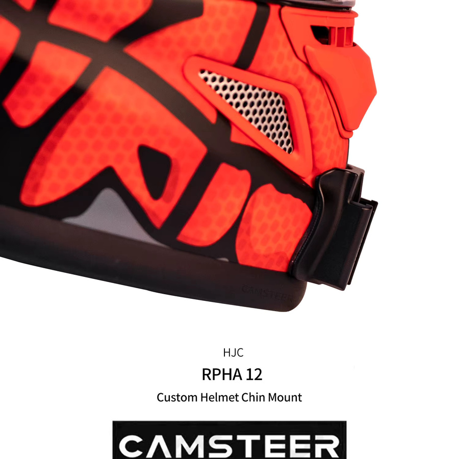 CAMSTEER Kinnhalterung aus Aluminiumlegierung für HJC RPHA12 Helm, kompatibel mit GoPro 13 12 11, Insta360 X5 X4, AcePro 2, Go3s und DJI Action 5Pro 4, Schwarz - Bild 2