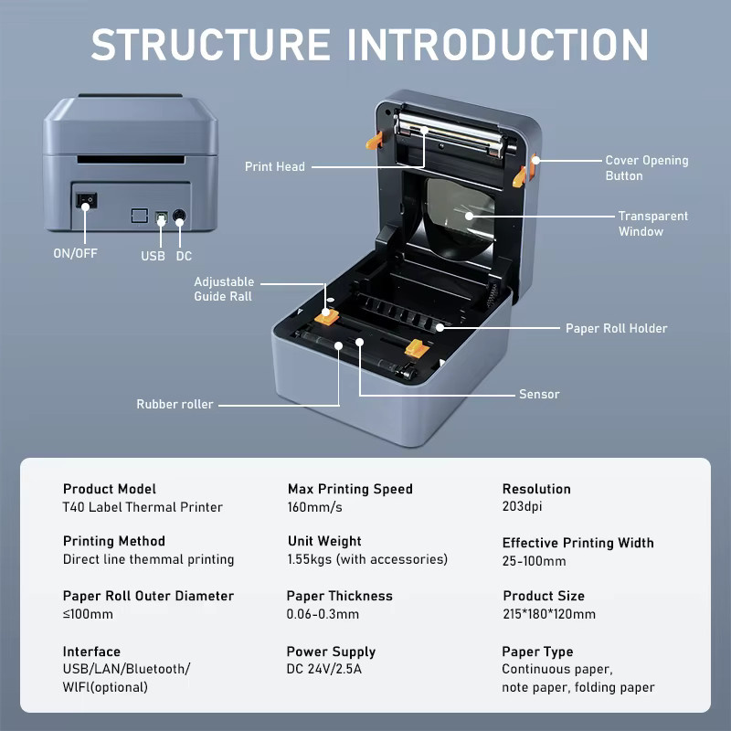 HZTZ Thermodrucker für 4x6 Versandetiketten in Grau - Bild 5