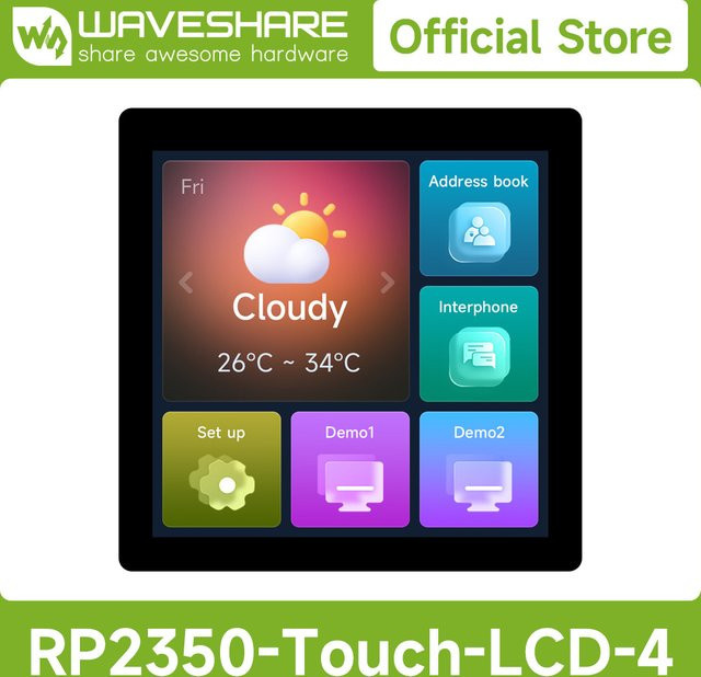 Waveshare RP2350 4-Zoll-Display-Entwicklungsboard mit 480 x 480 IPS-Panel und Dual-Core Dual-Architektur - Bild 1