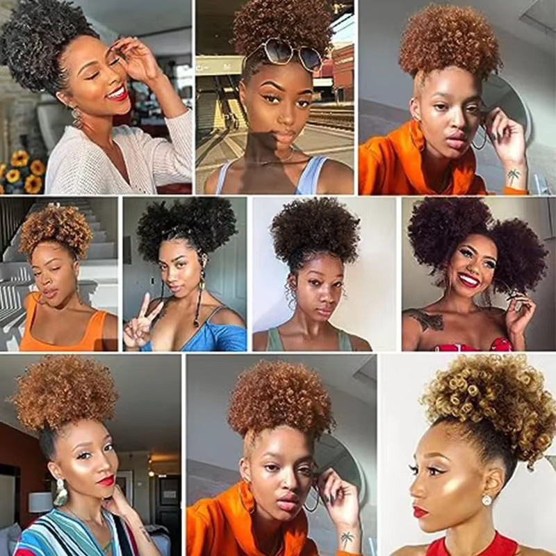 Synthetische Afro Puff Extensions, 10 Zoll, lockiges Haar, Damen - Bild 5