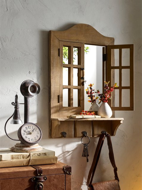 Heine Home Spiegelfenster Wanddeko aus Tannenholz in Natur-Braun, B: 45,0 cm, H: 34,0 cm, T: 10,0 cm - Bild 1