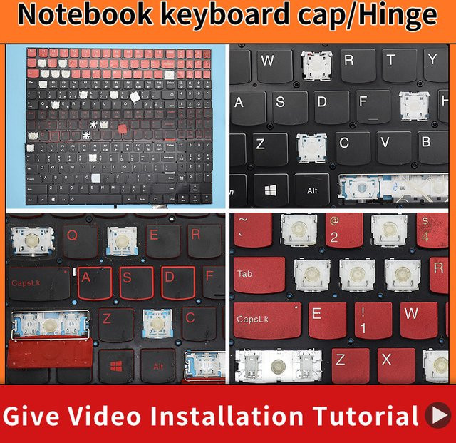 Ersatz-Tastenkappe mit Scharnier für Lenovo Legion Y520 Y520-15IKB R720-15IKBN R720-15IKB 15 15IKB Y540 Tastatur in Schwarz - Bild 1