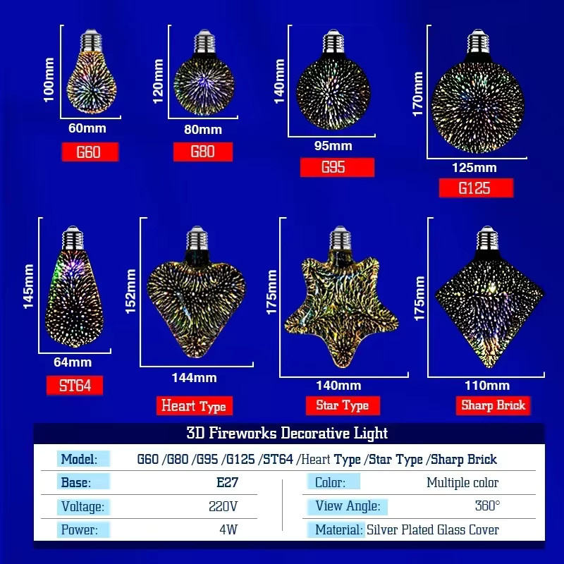 GRZBI LED Edison 3D Glühbirne ST64 E27 Vintage Dekoration Mehrfarbig RGB - Bild 2