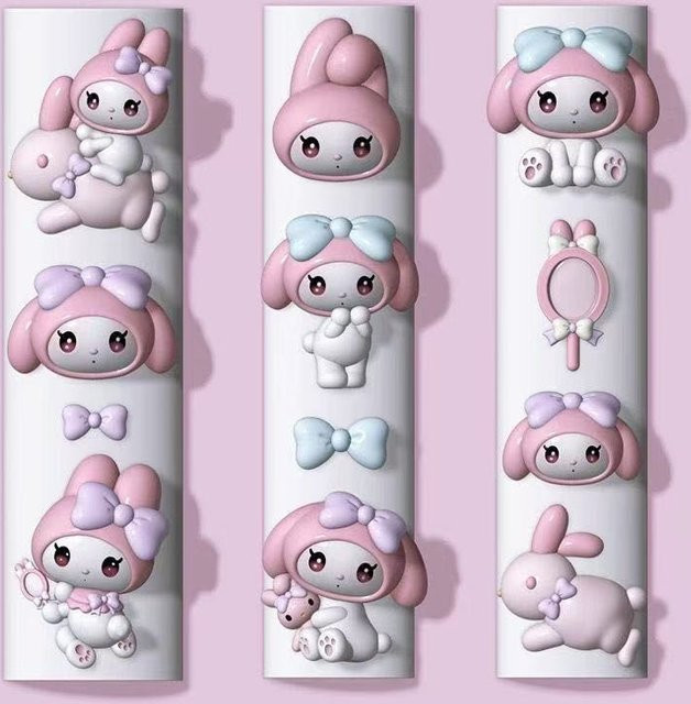 Sanrio My Melody Nail Art Charms, Bowknot Kaninchen Spiegel, Silikon Vorlagen - Bild 1