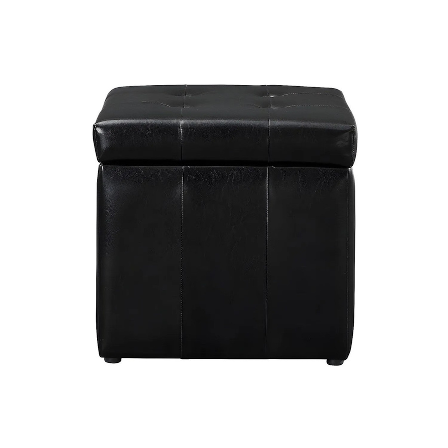 Sitzhocker Serafino Vente-unique in Schwarz mit Kunstleder und Holzgestell, B/T/H: 49 x 49 x 48 cm - Bild 2
