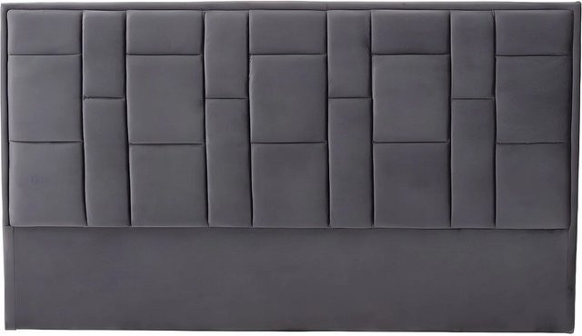Vente-unique Bettkopfteil Hermine in Grau, Samt und Kiefernholz im Art déco Stil, Breite: 140 cm, Höhe: 110 cm, Tiefe: 8 cm - Bild 1