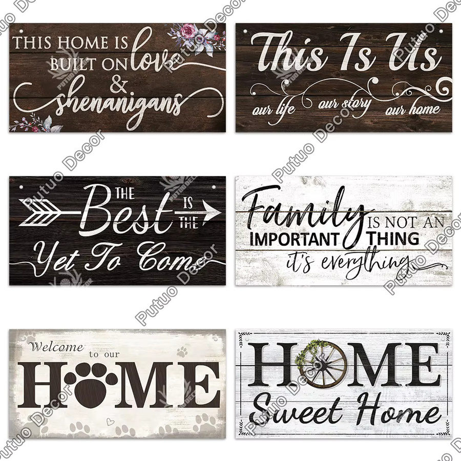Putuo Decor Sweet Home Holzschild Familie Vintage Wanddeko aus Holz - Bild 3