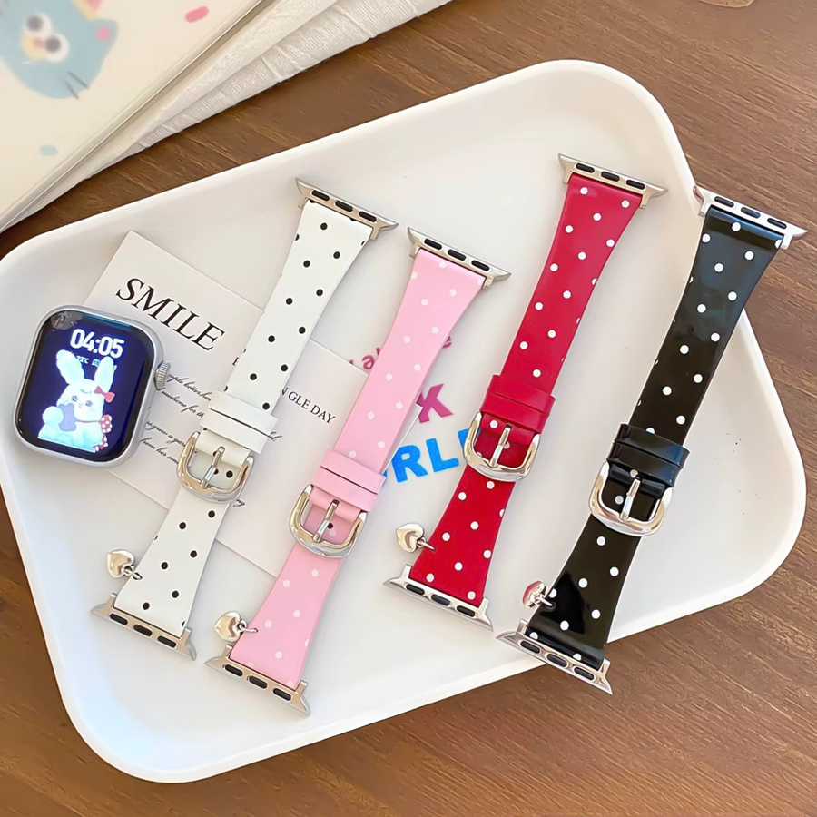 FancyWrist Uhrenarmband Leder, Punktmuster, Schwarz, Damen - Bild 2