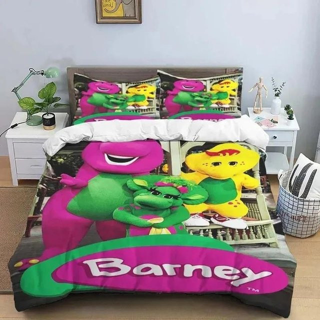 Barney Freunde Bettwäscheset mit Dinosaurier Muster, 3-teilig, B/H: 175 x 220 cm - Bild 1