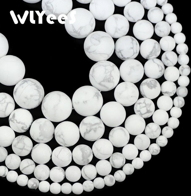 Wlyees Perlen Howlite weiß, Naturstein, rund, Unisex - Bild 1
