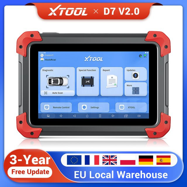 XTOOL D7 Bidirektionaler Kfz-Scanner in Schwarz mit über 36 Reset-Funktionen, umfassender Systemdiagnose, CAN FD, DoIP und FCA Unterstützung, OBD2-Scanner (2026 Version) mit 64 GB Speicher - Bild 1