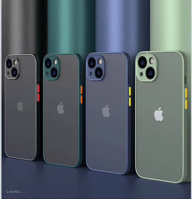 Stoßfeste und matte transparente Schutzhülle von Clucy für iPhone Modelle in Blau und Multicolour - Bild 1