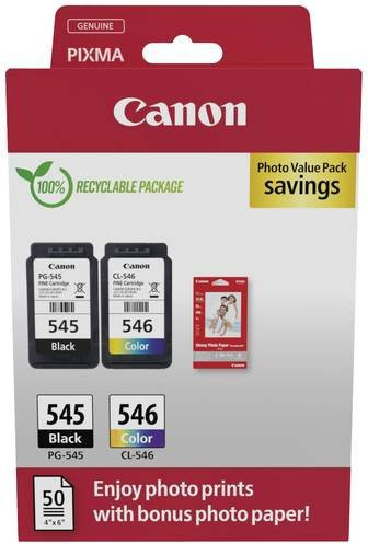 Canon Original Tintenpatronen Photo Value Pack PG-545 Schwarz und CL-546 Farbe mit Fotopapier - Bild 2