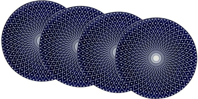 Ritzenhoff & Breker Speiseteller Royal Reiko Blue mit geometrischem Design, 4er Set, Durchmesser: 26,5 cm - Bild 1