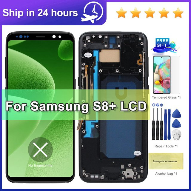 Samsung S8 Plus G955F LCD Ersatz Display mit Rahmen und Touchscreen in Schwarz oder Blau - Bild 1