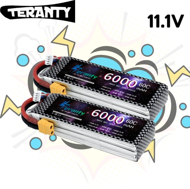 VSVAW LiPo-Akku, 2 Stück, 11,1V 3S 6000mAh 60C, wiederaufladbar - Bild 1