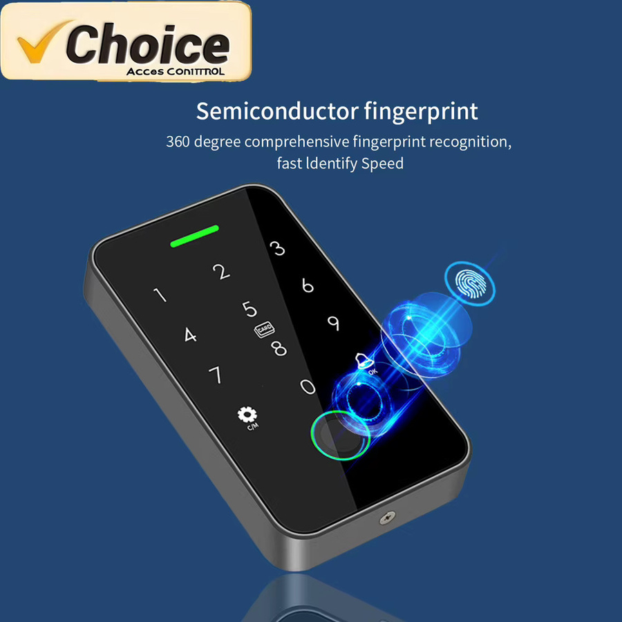 Asia-Teco Biometrisches Bluetooth Zugangskontrollsystem in Schwarz, IP67 wasserdicht, 13,56 MHz RFID, kompatibel mit der Tuya-App - Bild 3