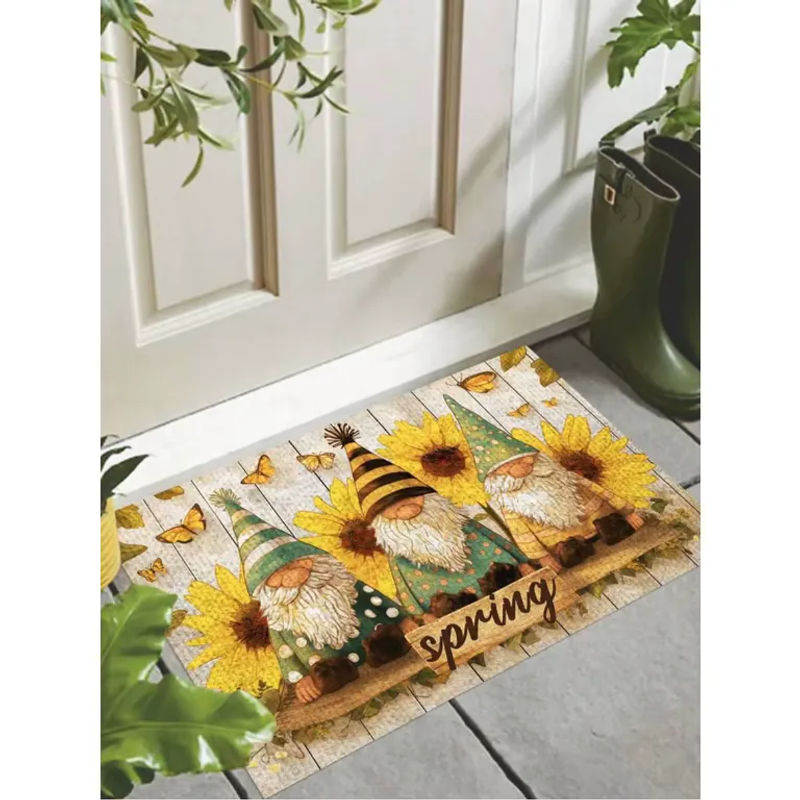 VIKAMA Fußmatte mit Aquarell-Blumen- und Schmetterlingsmotiv, rutschfest und schmutzabweisend, Mehrfarbig, B: 60,0 cm, T: 40,0 cm, H: 1,0 cm - Bild 2