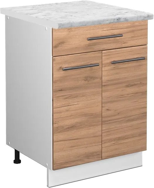 Vicco Küchenunterschrank Fame-Line Goldkraft Eiche Weiß mit Schublade und Soft-Close-Türen B/T/H: 60 x 60 x 82 cm - Bild 1