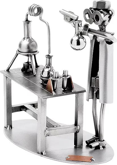 Schraubenmännchen Chemiker von Hinz & Kunst aus Metall in Silber - Bild 1