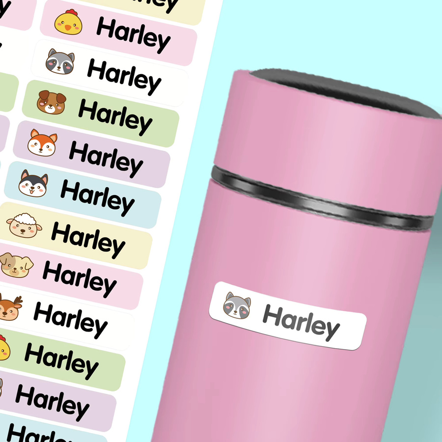 Personalisierte Namensschilder mit niedlichen Tieraufklebern, wasserfeste Etiketten in Multicolor für Kita und Schule - Bild 2