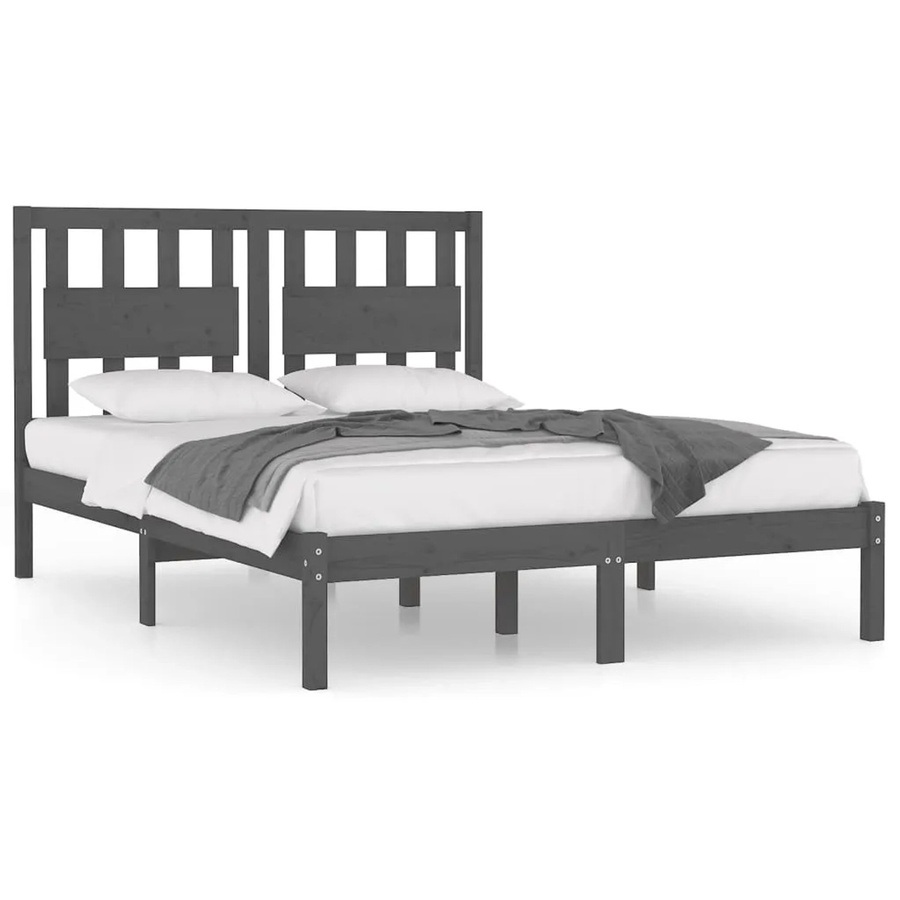 vidaXL Massivholzbett aus Kiefer in Grau mit rustikaler Optik, B/T: 200 x 200 cm - Bild 2