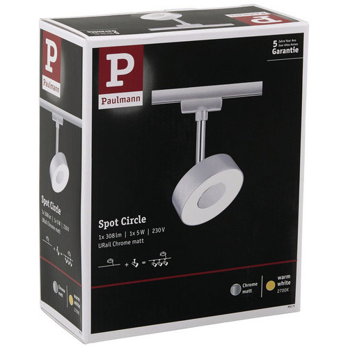 Paulmann URail Circle LED-Schienensystem-Leuchte, 5W, warmweiß, Chrom matt - Bild 2