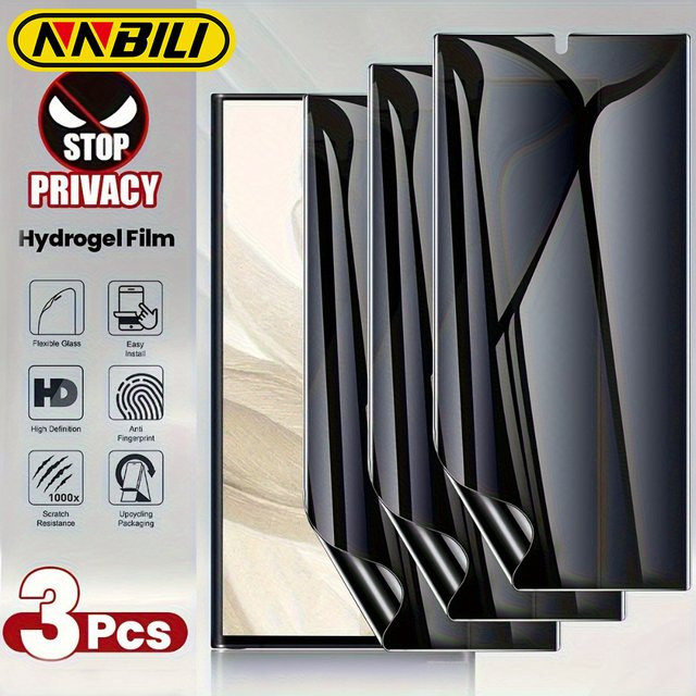 NNBILI 3 Stück Anti-Spy Hydrogelfolie Privacy Displayschutzfolie für Samsung Galaxy S25 S24 S23 S22 S21 S20 Ultra S10 Plus S20 FE transparent - Bild 1