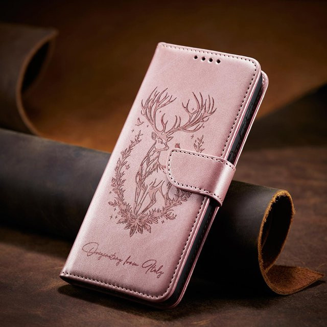 3D Tier Leder Handyhülle mit Geldbörse als Buchklapphülle für Samsung Galaxy S25 S24 Ultra S23 S22 Plus S21 S20 FE A06 A16 A26 A36 A56 in Pink - Bild 1