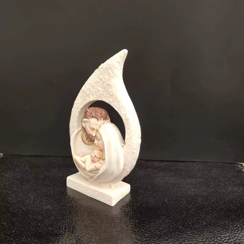 Eelhoe Heilige Familie Harzfigur mit Heiligem Herz als religiöse Krippenstatue - Bild 2