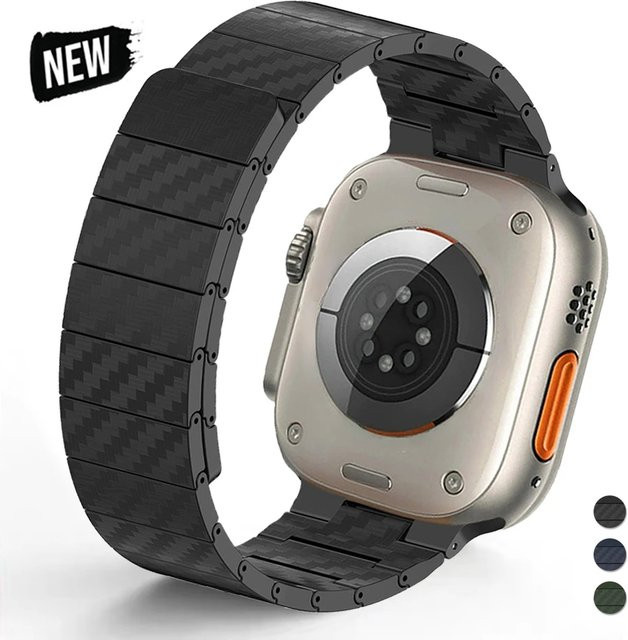 CAOWTAN Uhrenarmband, magnetisch, Kohlefaser, Schwarz, Unisex - Bild 1
