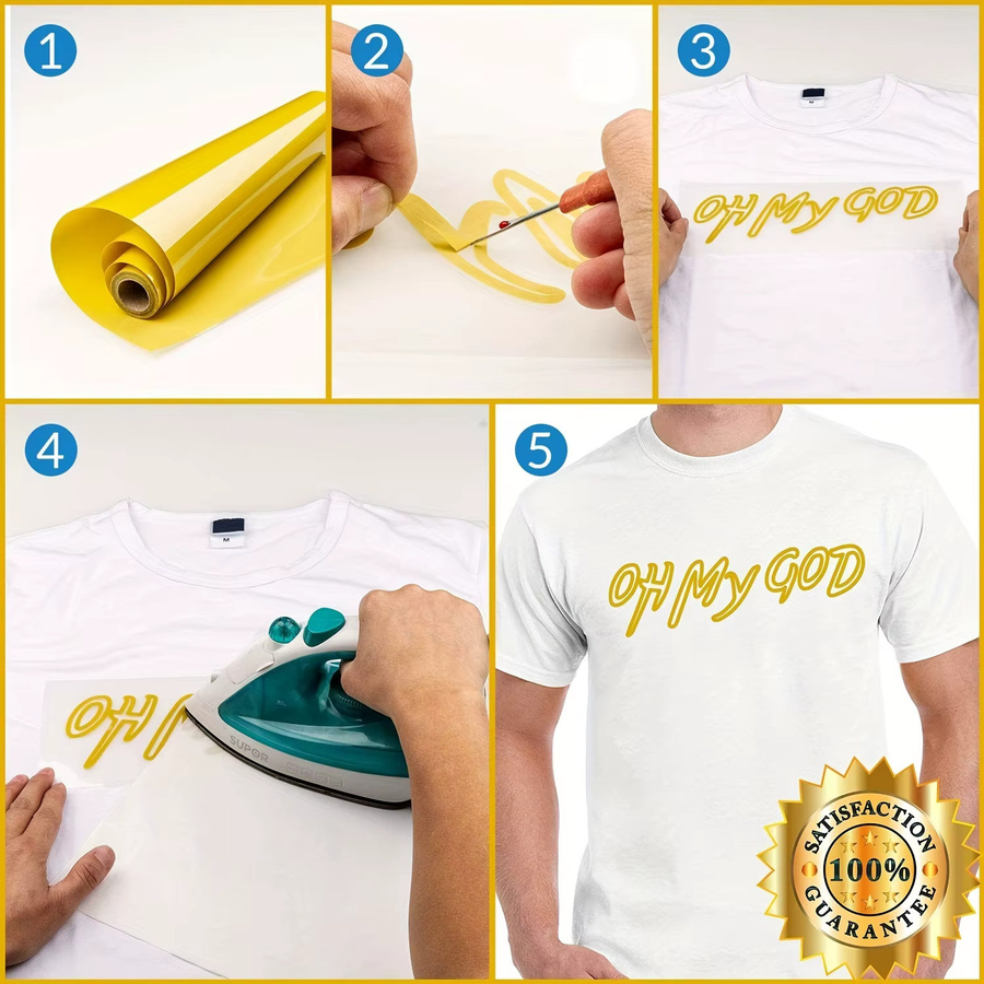 Glänzendes HTV Wärmeübertragungsvinyl zum Aufbügeln für T-Shirts in Grün und Gelb, Rolle mit Breite: 30,48 cm und Länge: 243,84 cm - Bild 2