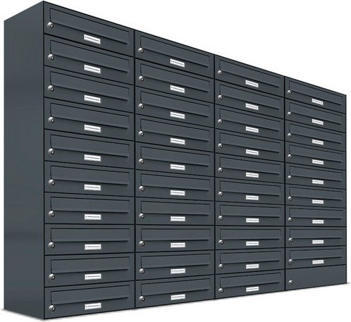 AL Briefkasten für 39 Parteien, Aufputzmontage, grau, B/H/T: 153,501 x 115,0 x 27,5 cm - Bild 1