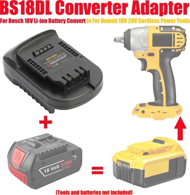 ALASICKA Batterie-Adapter-Konverter BS18DL für Bosch 18 V Li-Ionen-Akkus auf DeWalt 18/20 V Li-Ion-Akkus DCB200 DCB204 - Bild 1