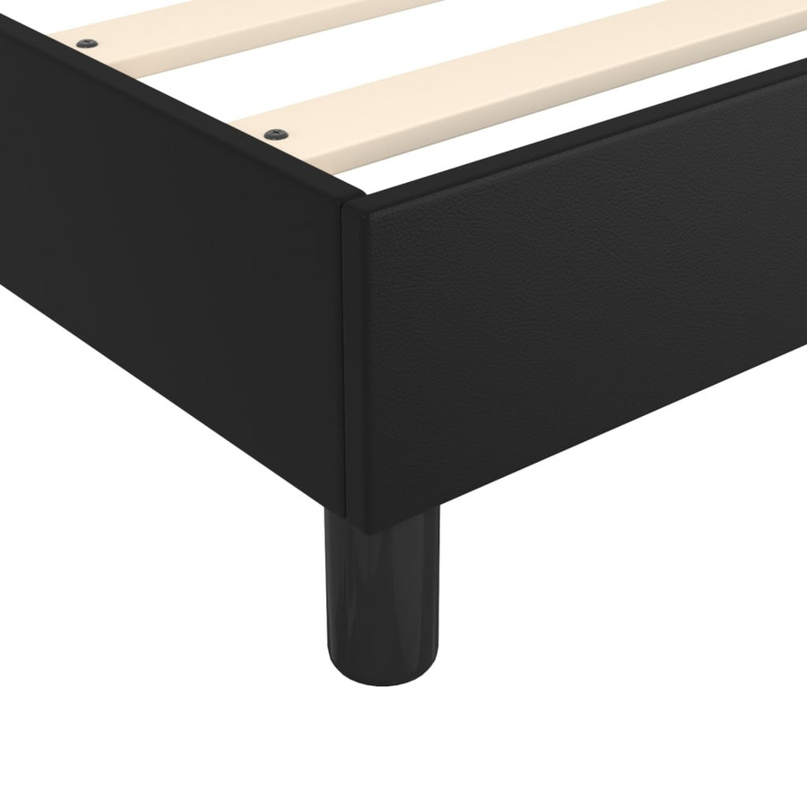 vidaXL Boxspringbett mit Matratze in Schwarz aus Kunstleder, Hybridbett mit Taschenfederkern, B/T/H: 100 x 200 x 25 cm - Bild 4