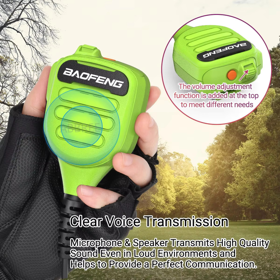 BAOFENG BF-850 Walkie-Talkie-Lautsprechermikrofon mit Dual PTT in Grün, IP54 wasserdicht, kompatibel mit BAOFENG AR-39, UV-21PRO, BF-888S, AR-152 und UV-5R - Bild 4